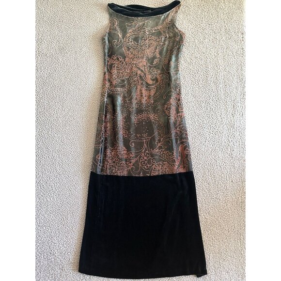 ANDREA ROSATI Silk Dress Brocade Sheer Velvet Burnout Pink Grey - Picture 2 of 15